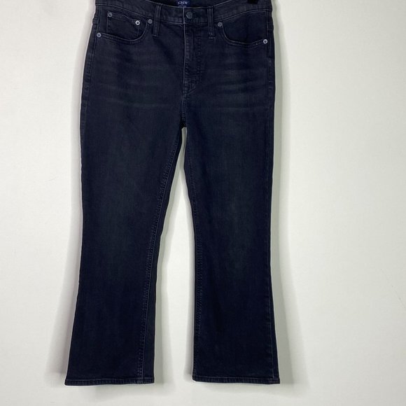 J. Crew 9" High Rise Flare Crop Black Denim Jean Women's Size 30 - Picture 1 of 9